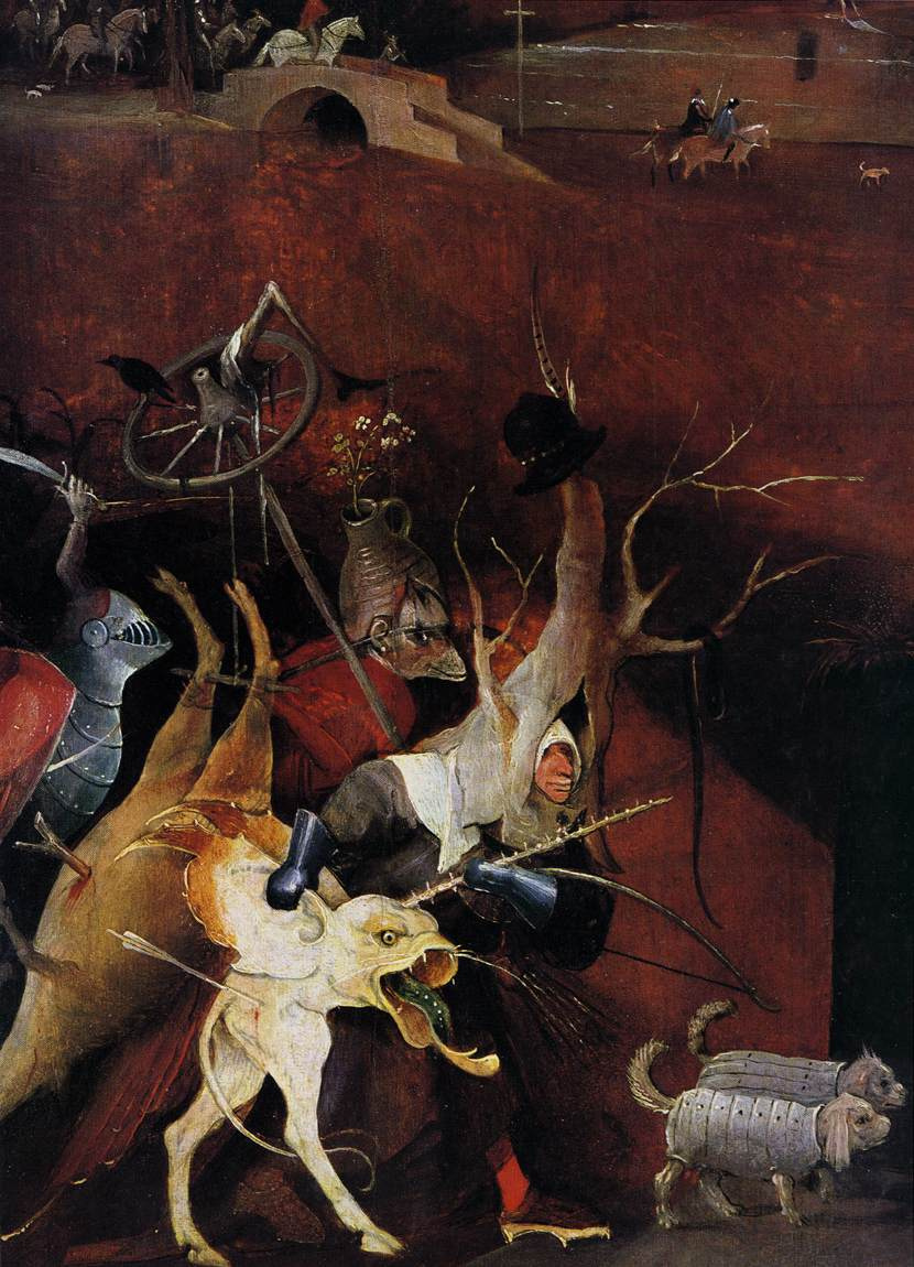 Hieronymus Bosch. The Temptation Of St. Anthony. The Central part of the triptych. Fragment