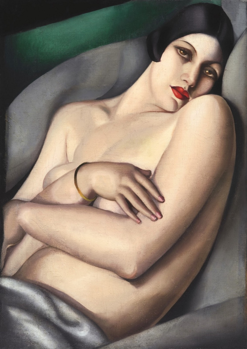 Tamara Lempicka. 睡觉（绿色背景上的Raphaela）