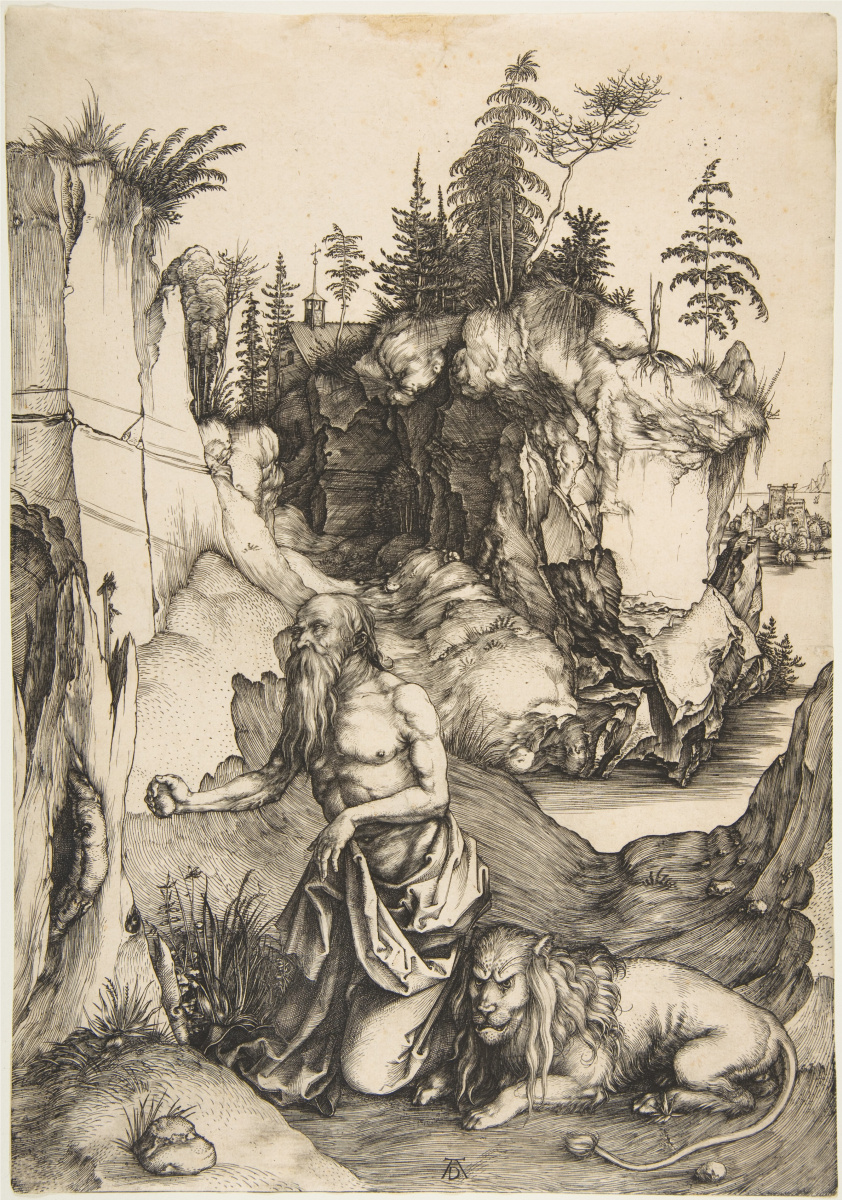 Albrecht Dürer. St Jerome, a penitent in the desert