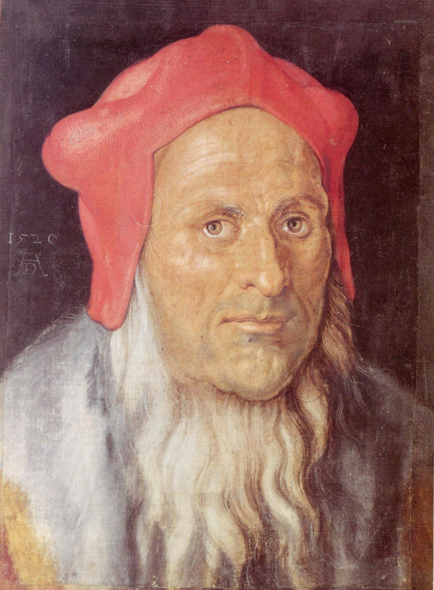 Альбрехт Дюрер. Портрет бородатого мужчины в красной шапке