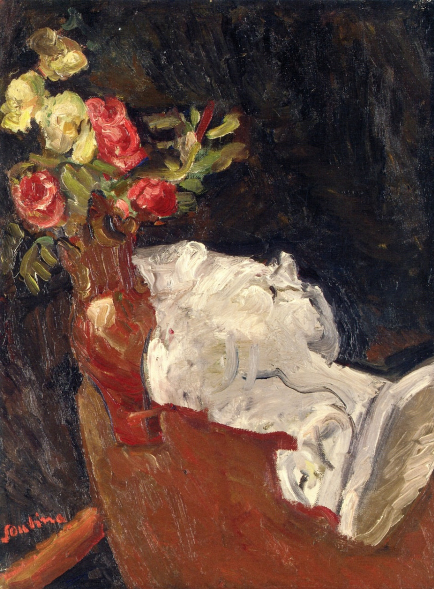 Chaim Soutine. A bouquet of flowers with a plaster statue