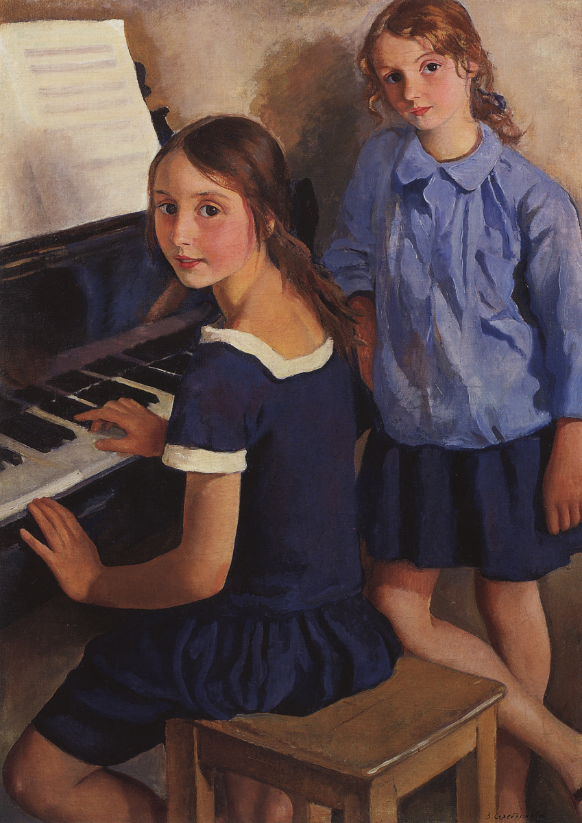 Zinaida Serebryakova. 女孩在钢琴上