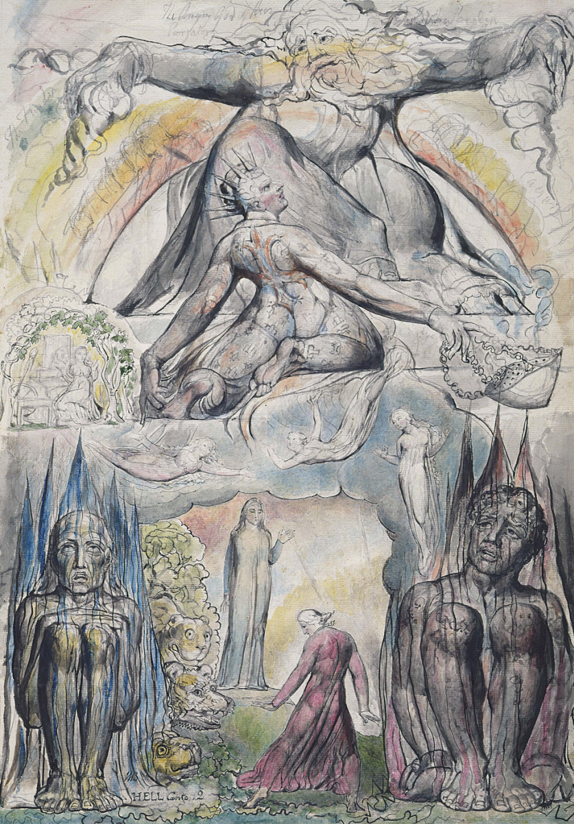 William Blake. The Mission Of Virgil. Illustrations for "the divine Comedy"