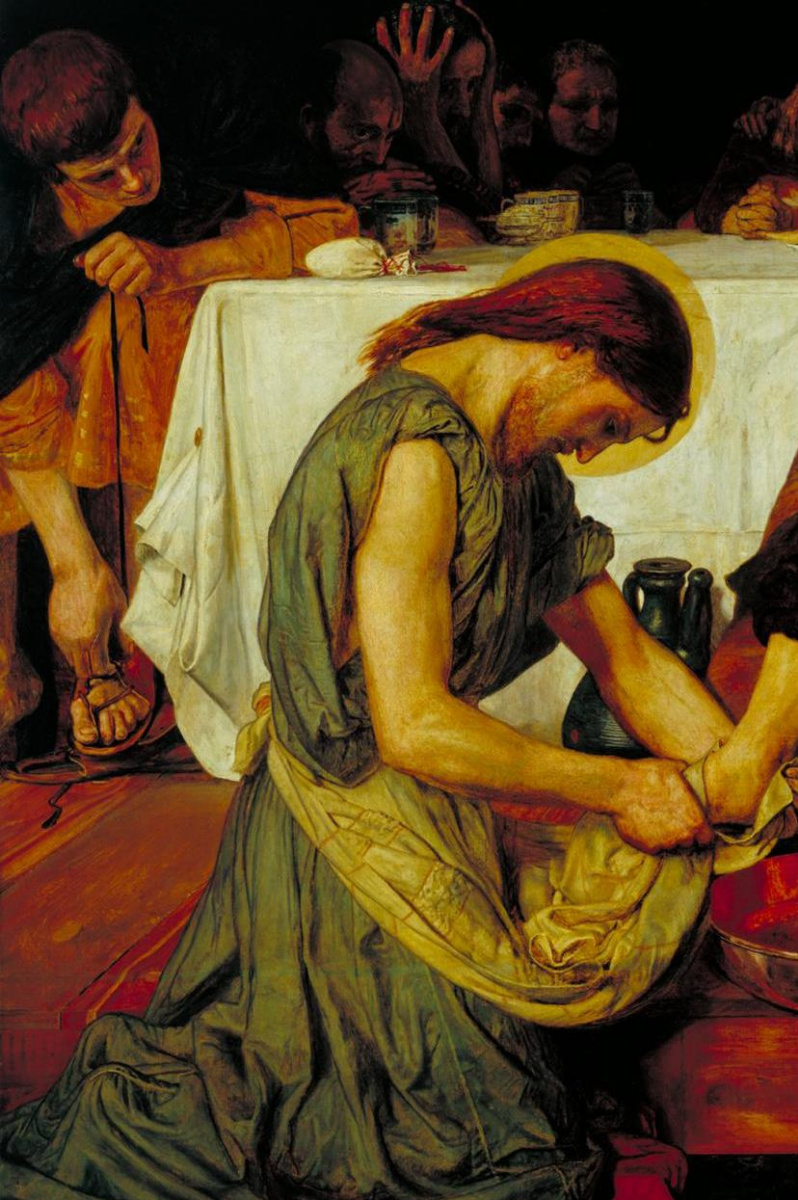 Ford Madox Brown. Jesus washes the feet of Peter. Fragment