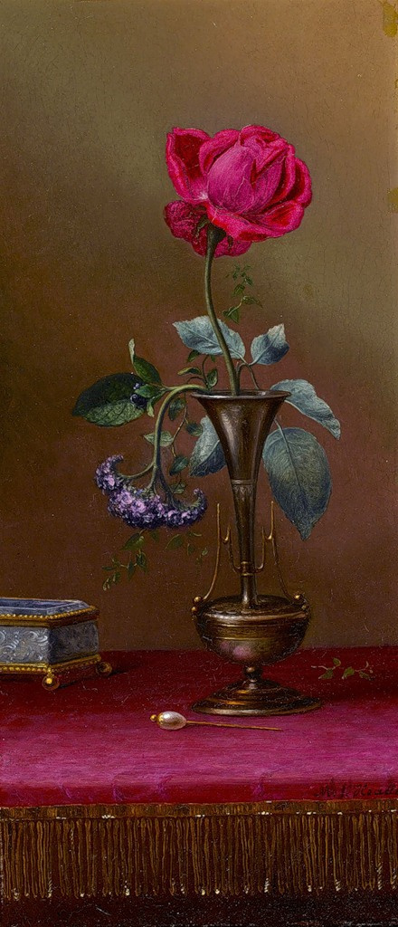 Martin Johnson Head. Still life with a rose and heliotrope in a vase, a box and a hairpin for hair