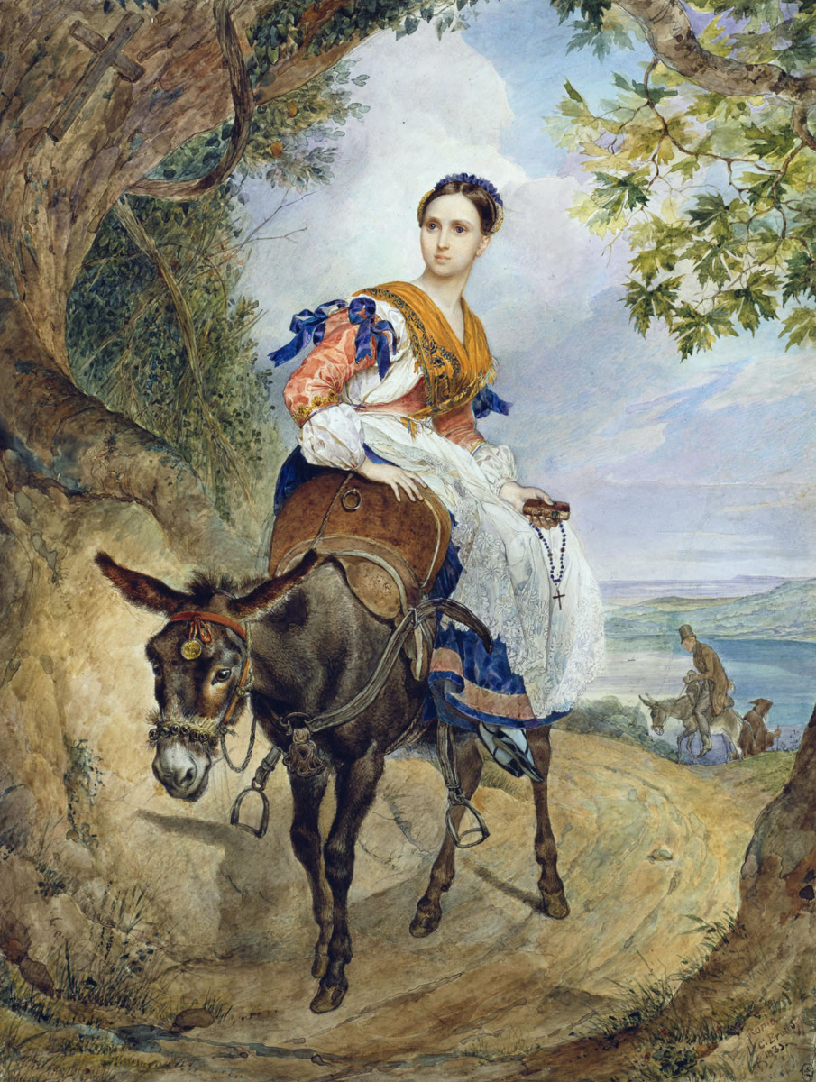 Karl Pavlovich Bryullov. Olga Fersen riding a donkey