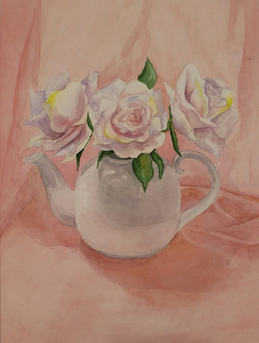 Olga Nadtochaeva. Roses in a teapot