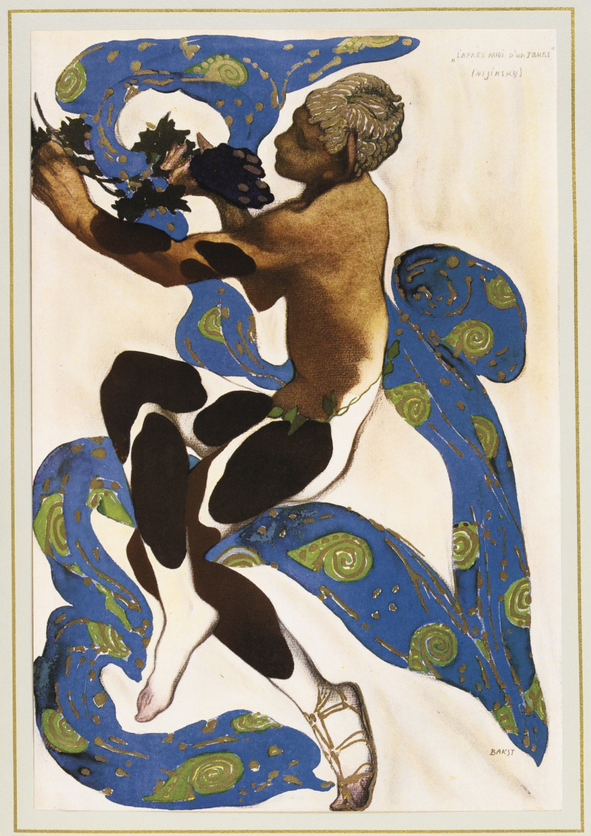 Lev (Leon) Bakst. Vaslav Nijinsky in the role of Faun in the ballet Debussy "Afternoon of the Faun"