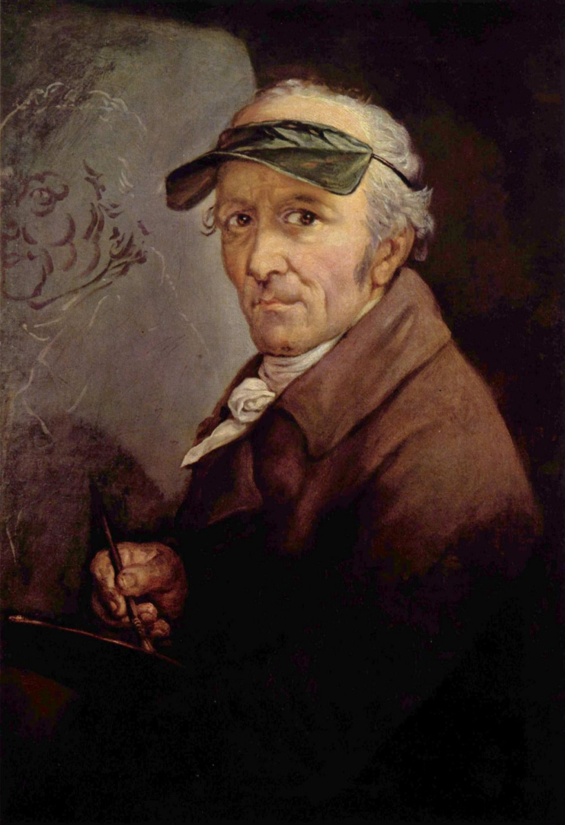 Anton Graff. Self-portrait in a green visor