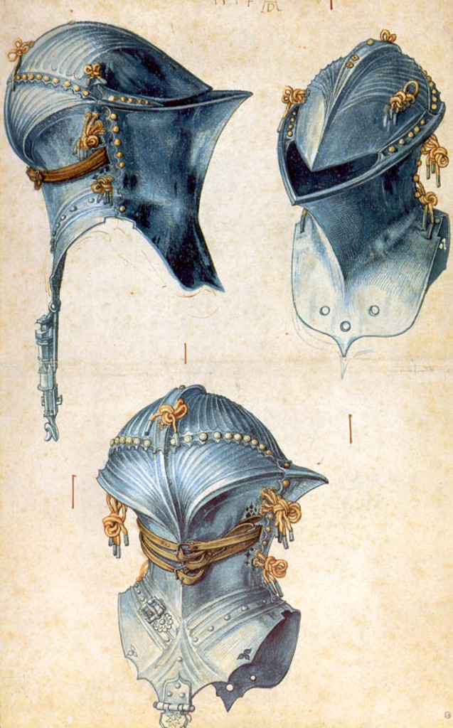 Albrecht Durer. Etüde, Helm in drei Winkeln