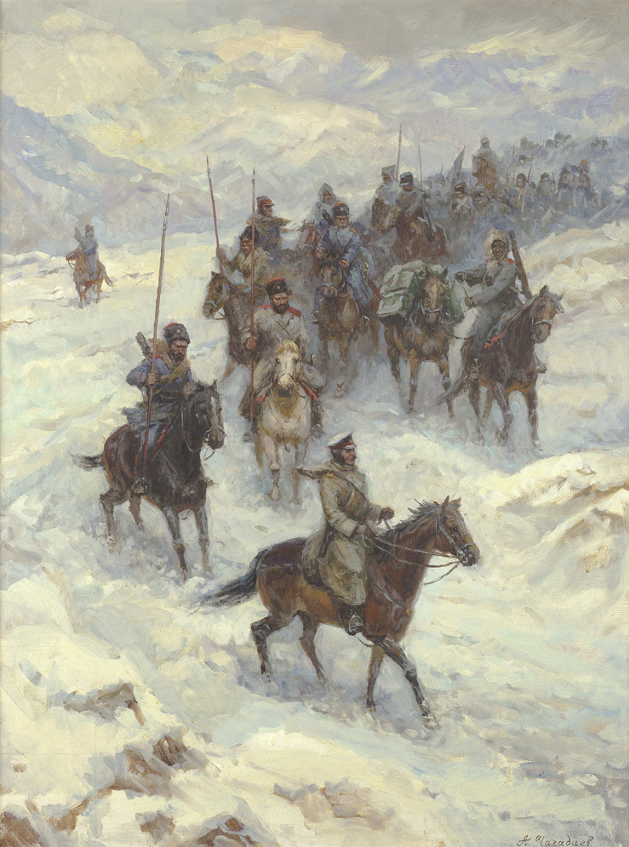 Aleksandr Chagadaev. Russian troops crossing the balkans