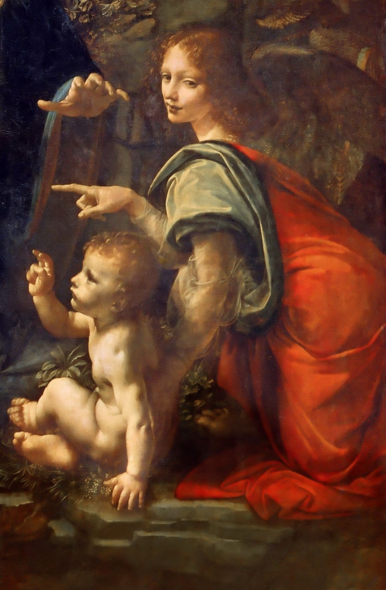 Leonardo da Vinci. Virgin of the rocks (detail)