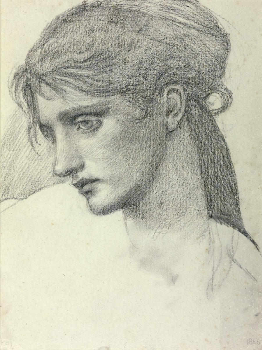 Edward Coley Burne-Jones. Skizze eines Mädchens Kopf