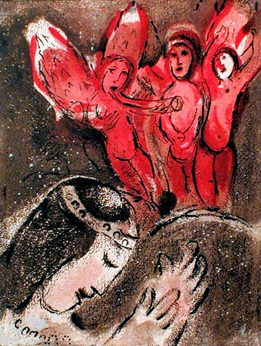 Marc Chagall. Sarah and the Angels. The series of illustrations to the Bible