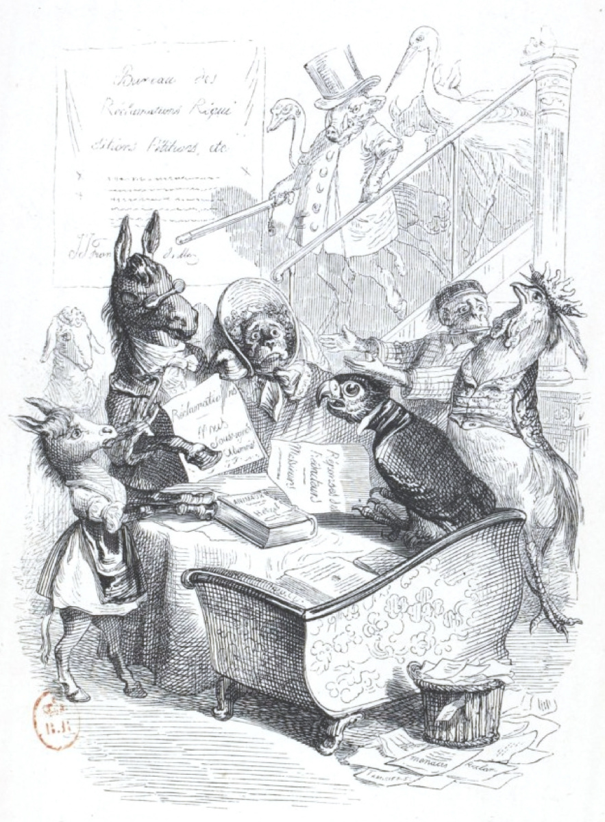 Jean Ignace Isidore Gérard Grandville. Petition. "Scenes of public and private life of animals"