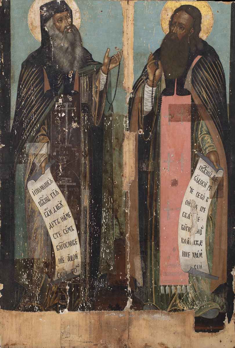 Icon Painting. Ehrwürdiger Antonius und Theodosius der Höhlen