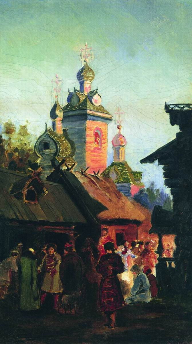 Andrei Petrovich Ryabushkin. Street of old Moscow. 1890s