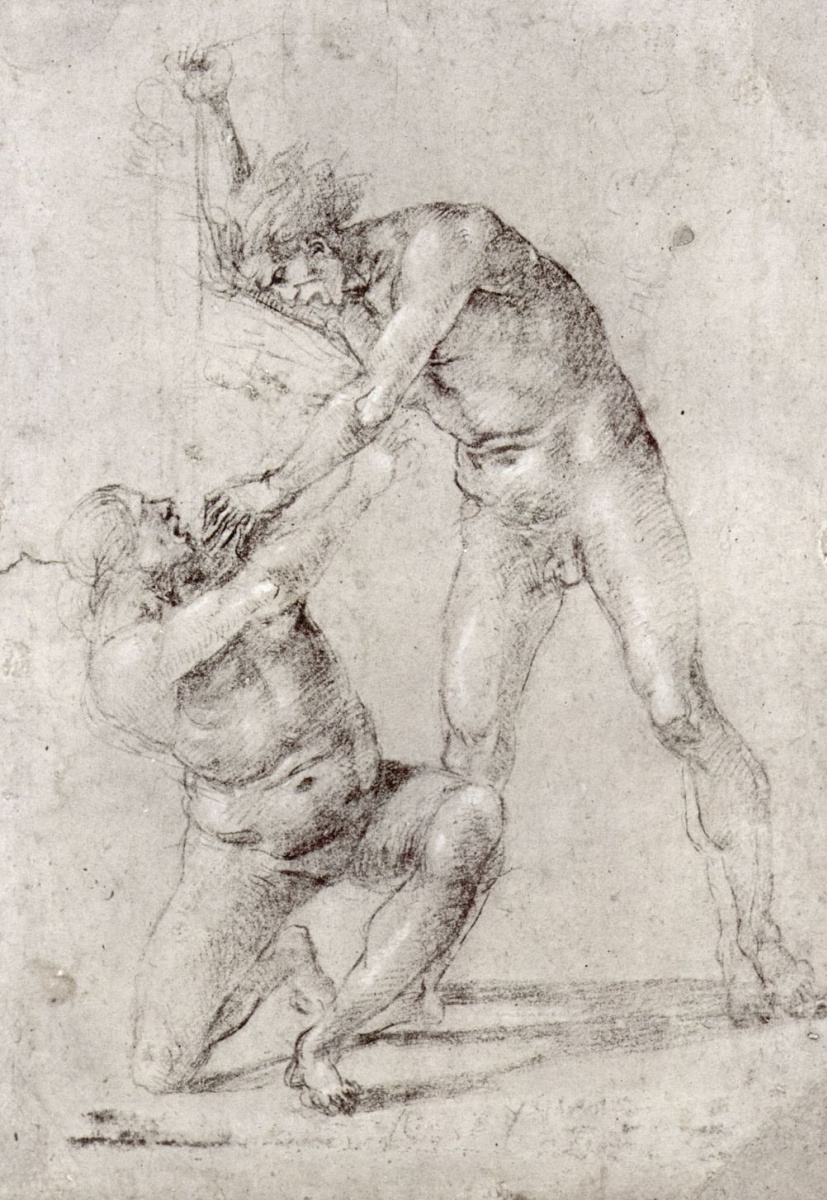 Luke Signorelli. Two naked Man stabbing a woman with a dagger