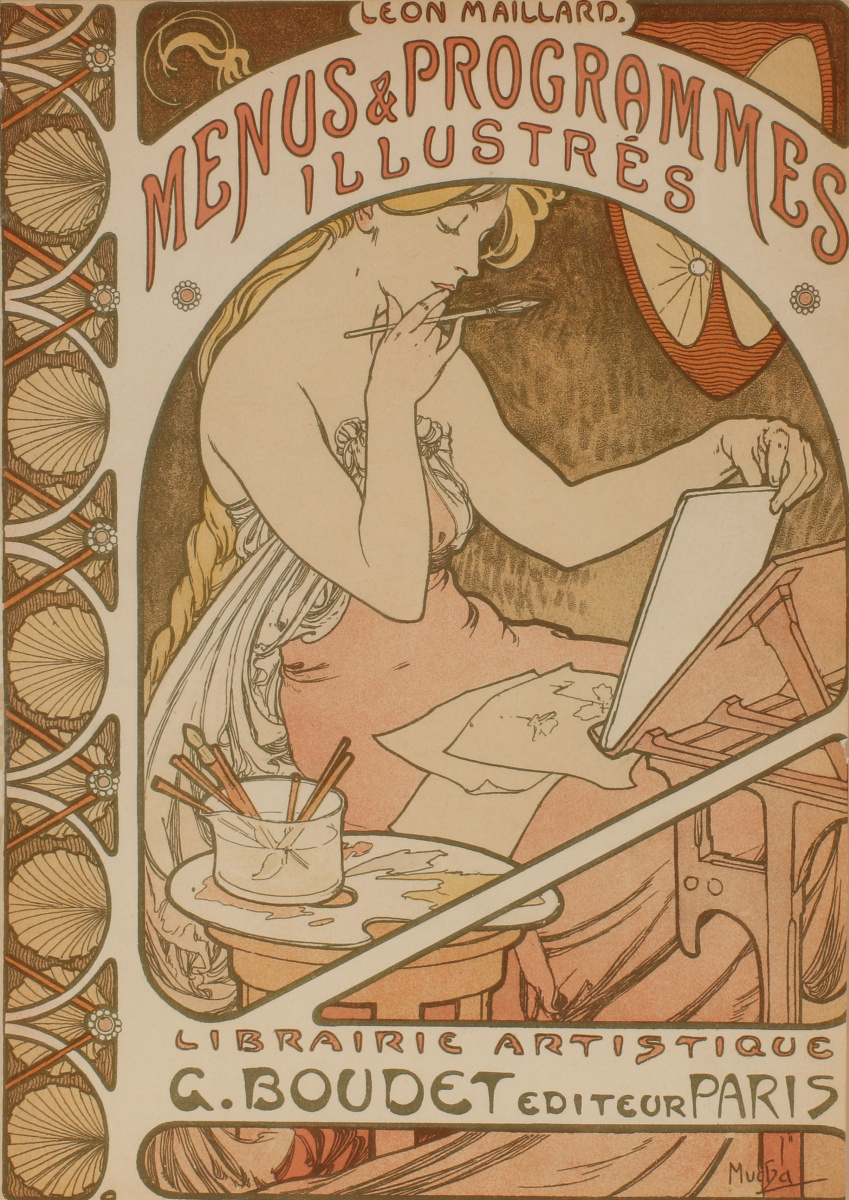 Alfonse Mucha. Menu and program illustration