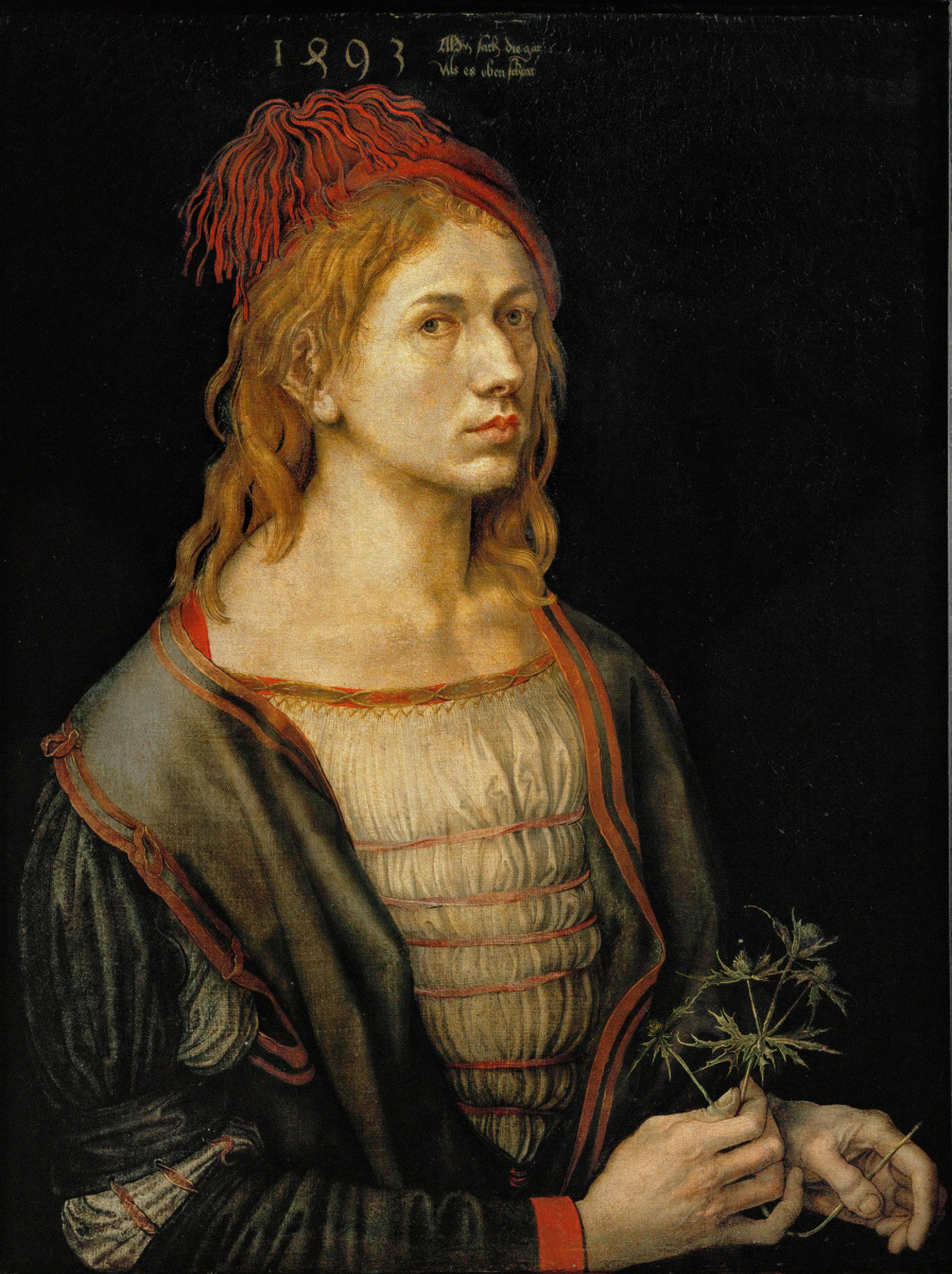 Albrecht Dürer. Self-Portrait with a Thistle