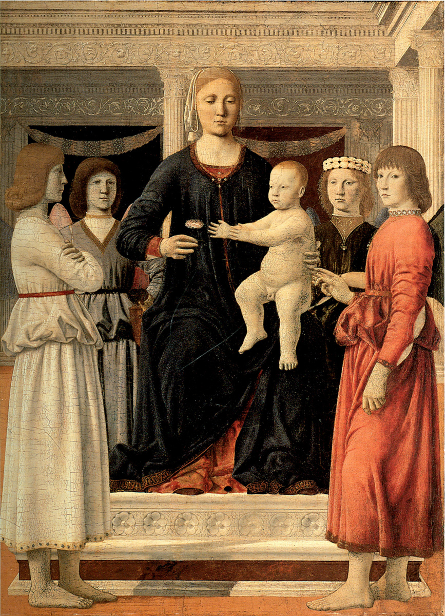 Piero della Francesca. The virgin and child enthroned, with four angels
