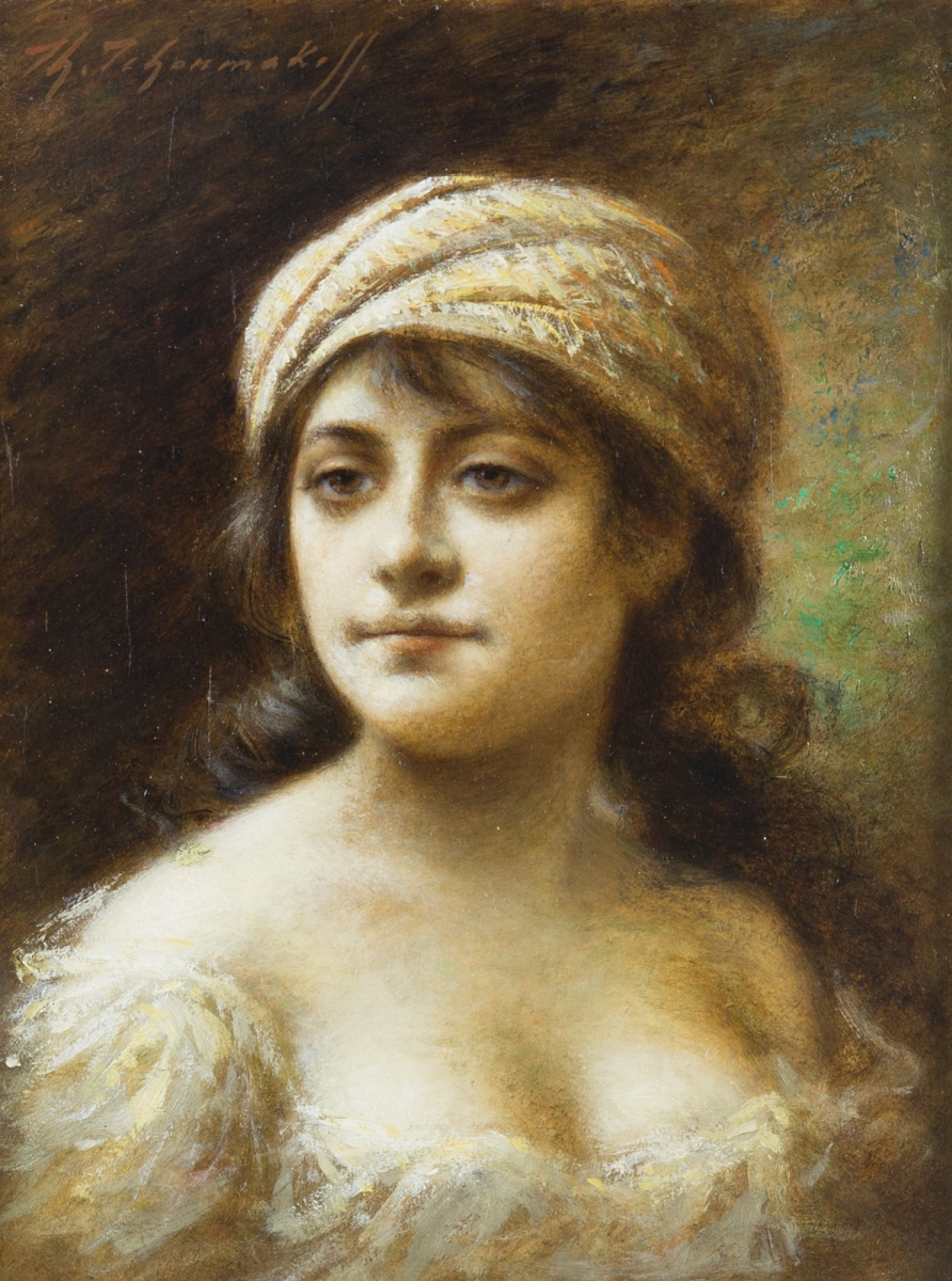 Fedor Petrovich Chumakov. Portrait of a young woman in a turban.