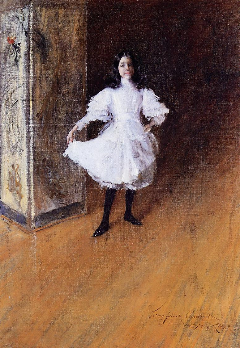 William Merritt Chase. 艺术家的女儿多萝西的肖像