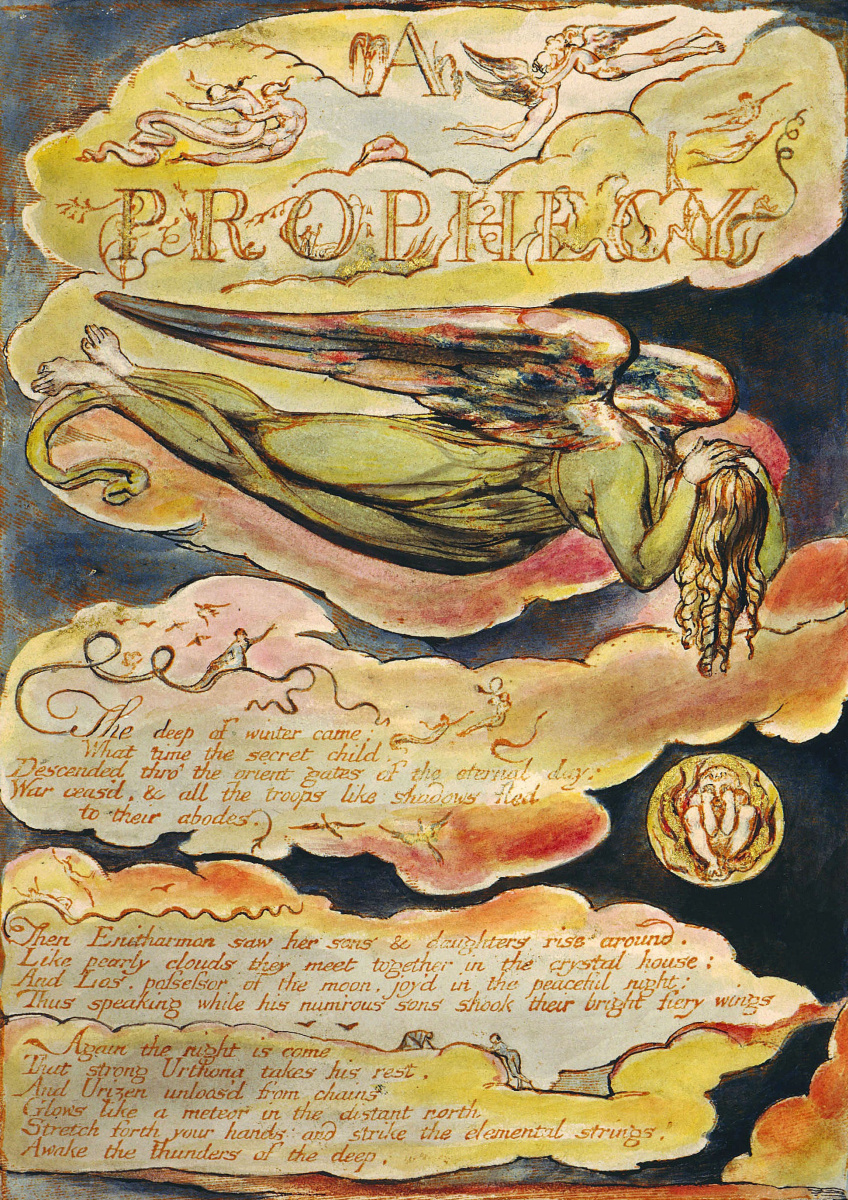 William Blake. Flying angel. Illustration for the poem "Europe: a prophecy"