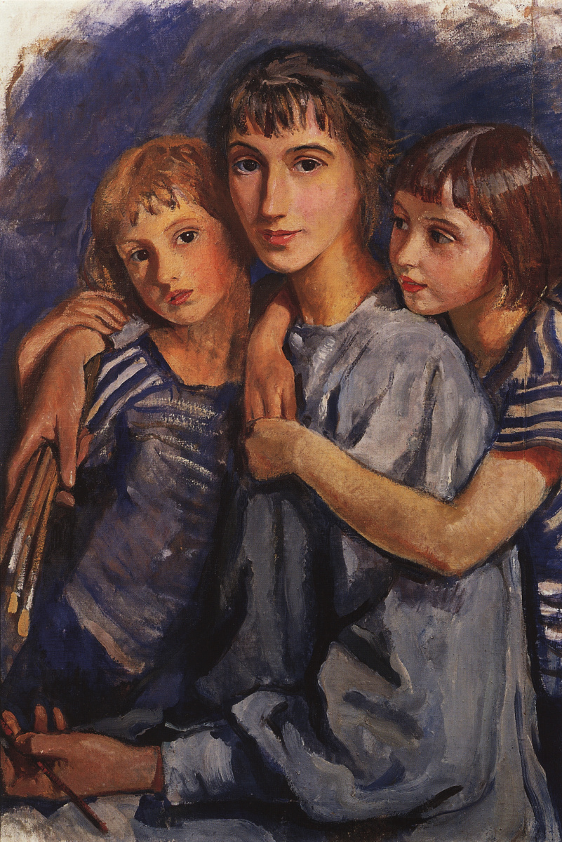 Zinaida Serebryakova. Autorretrato con hijas.