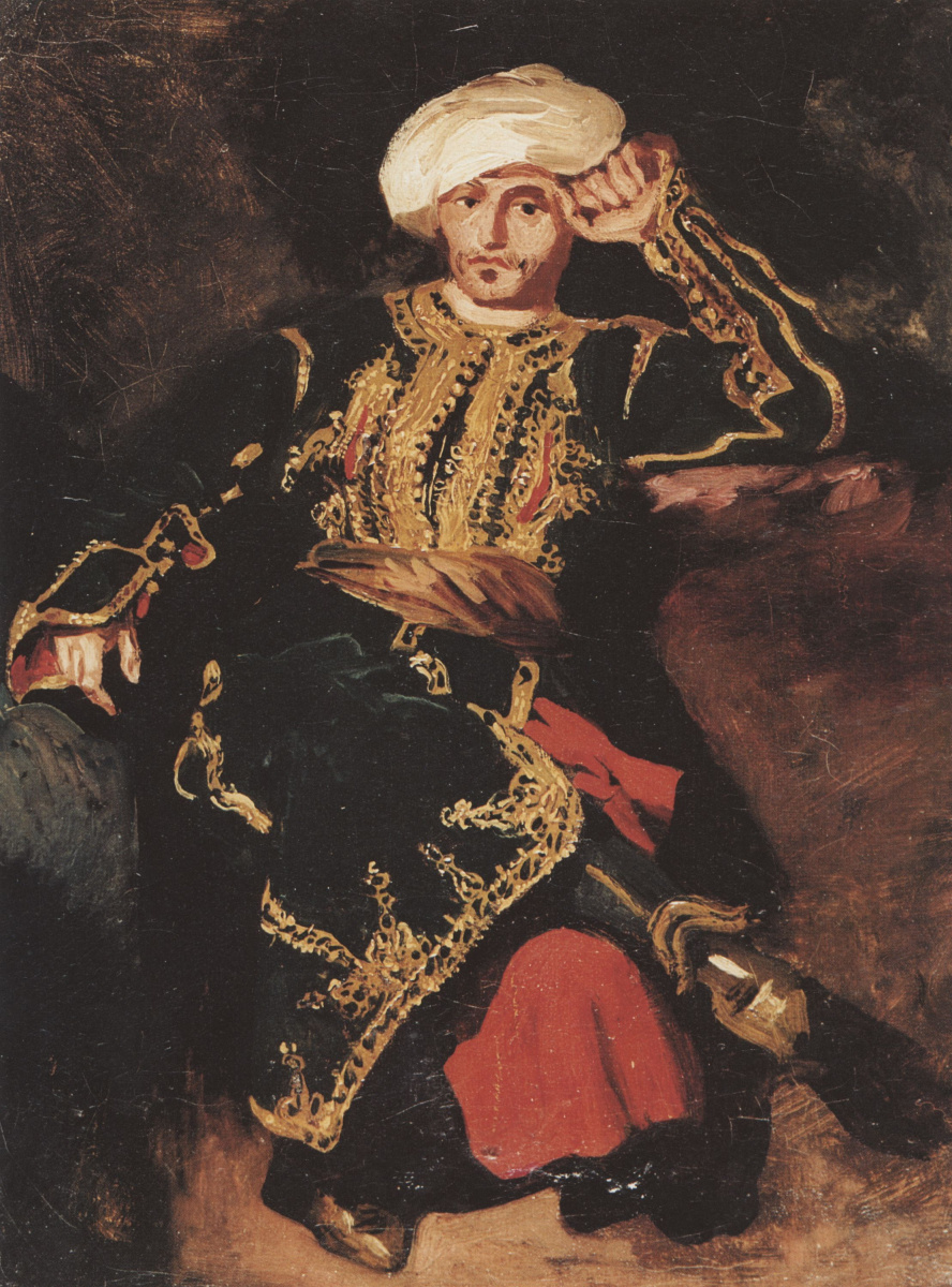 Эжен Делакруа. Сидящий мужчина в турецком костюме