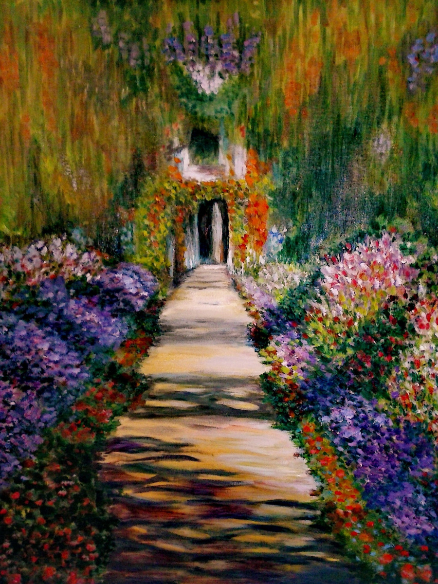 Claude Monet (copy). "Passerelle principale à travers le jardin de Giverny"