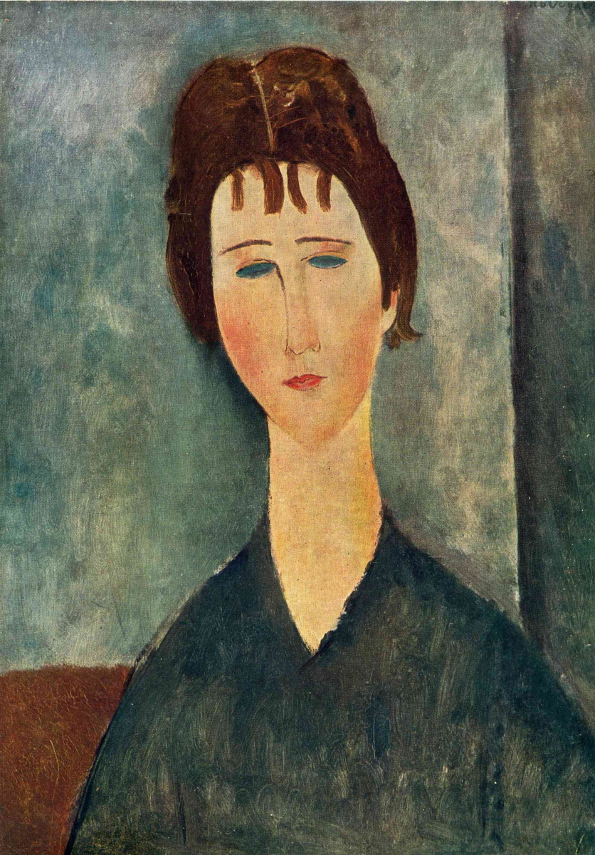 Amedeo Modigliani. Sad girl with green eyes