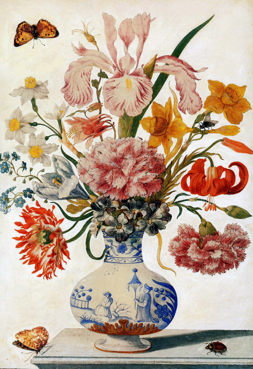 Maria Sibylla Merian. Floral still life in Chinese vase