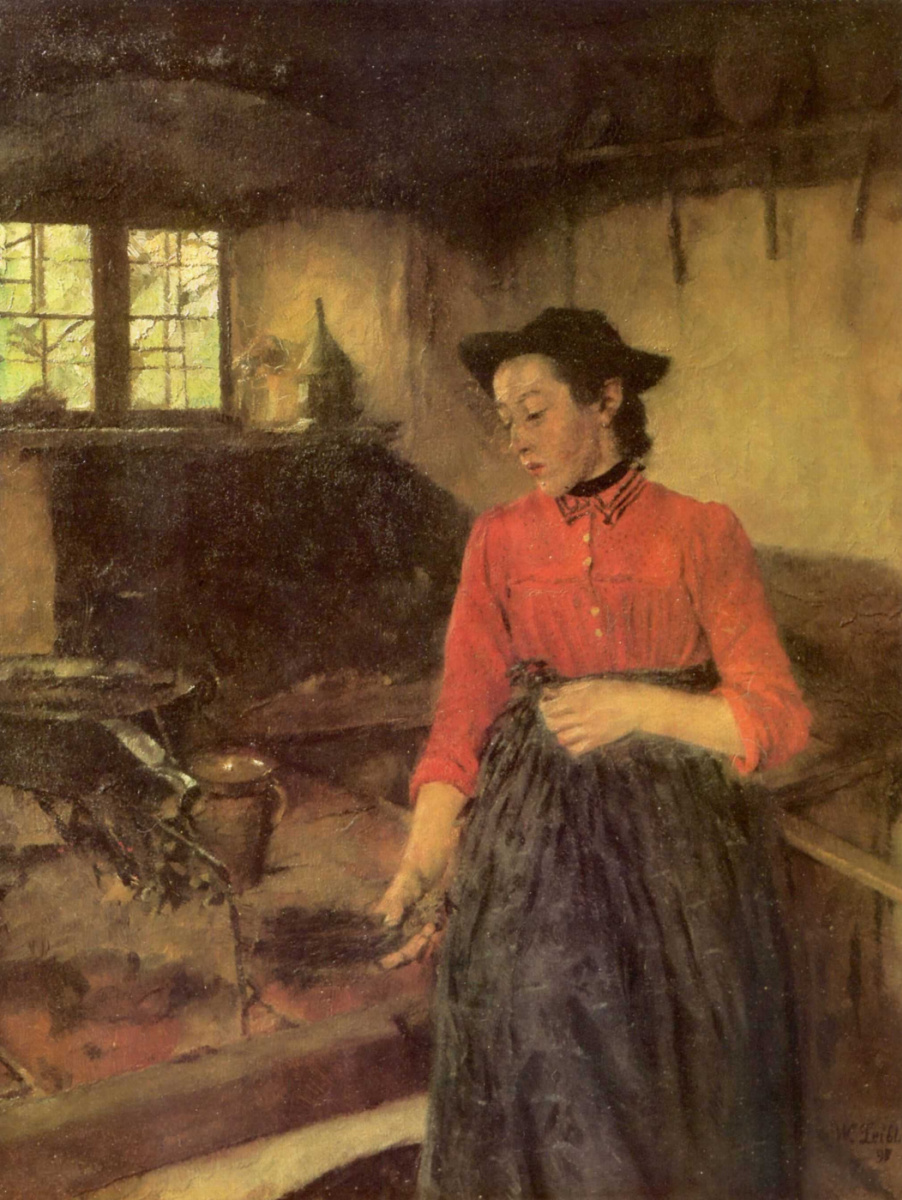 Wilhelm Maria Hubertus Leibl. Girl by the fireplace