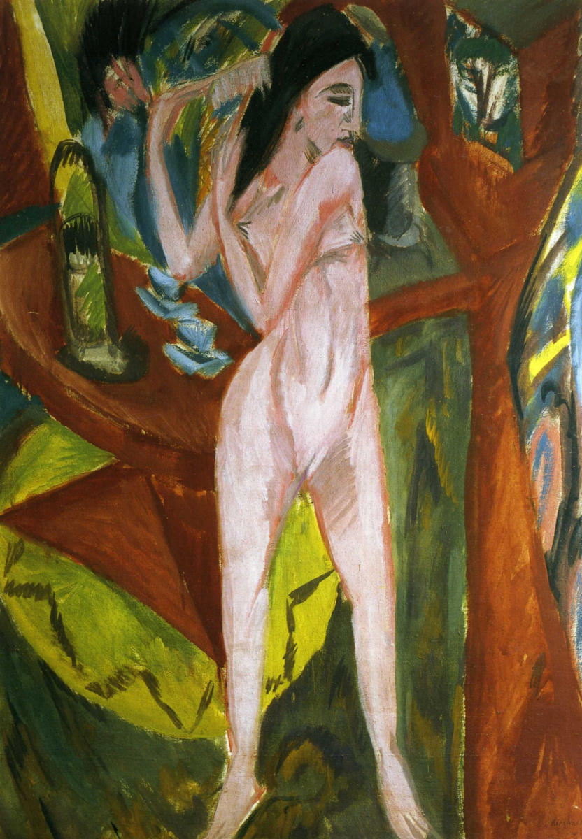 Ernst Ludwig Kirchner. Nude combing hair