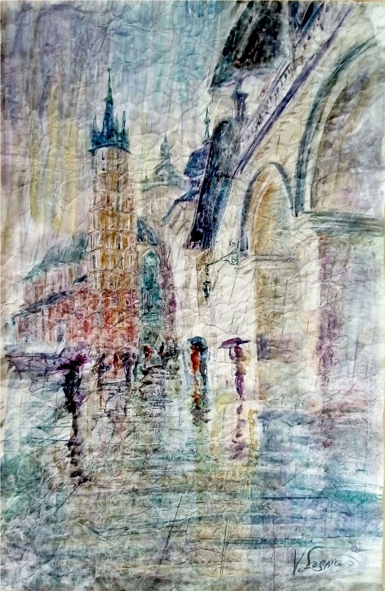 Valerij Ivanovich Sosna. Krakow Town Hall In The Rain