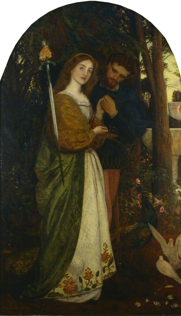 Arthur Hughes. Defender of Honor (In a secluded arbor)