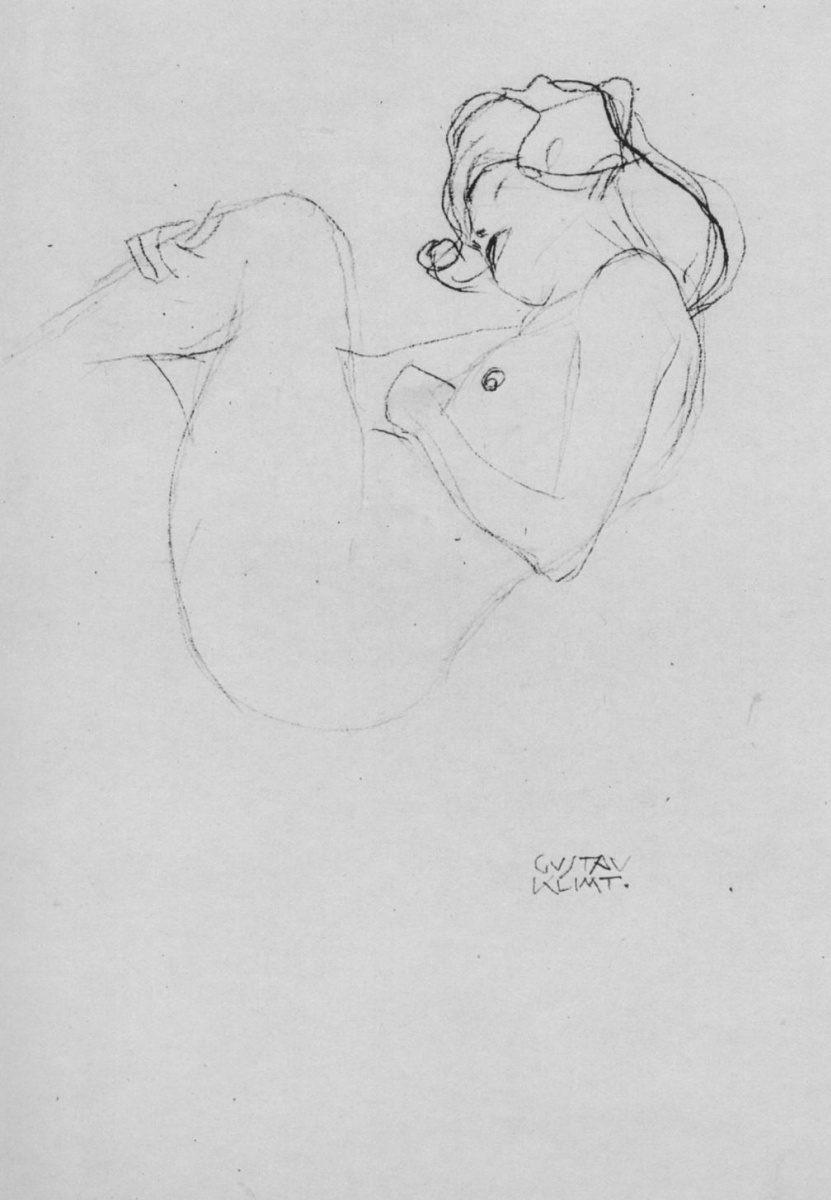 Gustav Klimt. Nude with raised thigh (Sketch for "Danae")