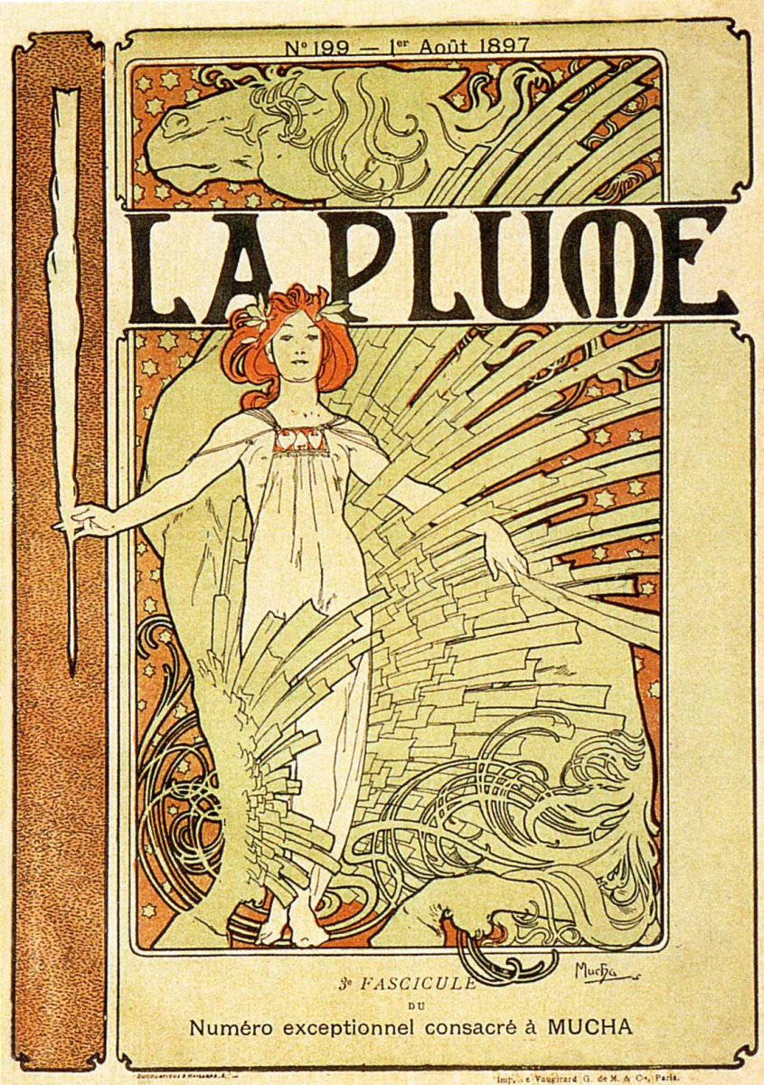 Alfonse Mucha. Pen. Cover of the French literary and art magazine