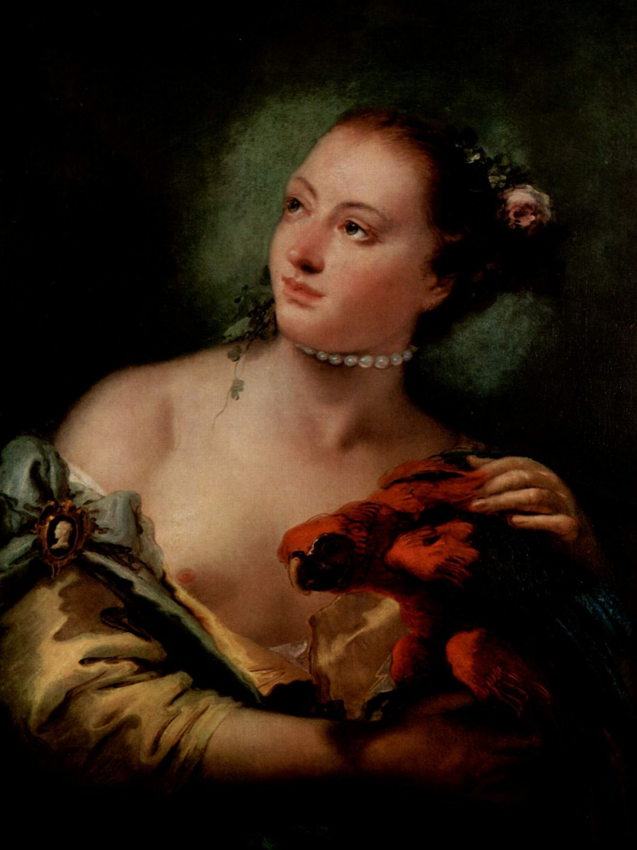Молодая женщина с попугаем