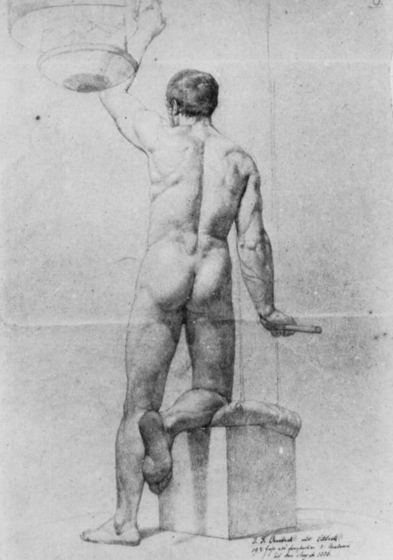Johann Friedrich Overbeck. Standing nude sitter, figure from the back