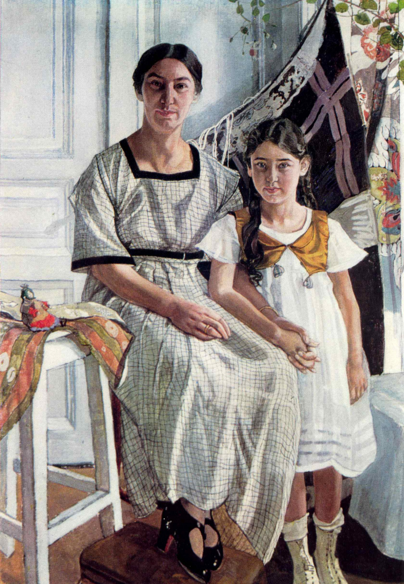 Alexander Yakovlevich Golovin. Portrait of L. Y. Rybakova with her daughter Olga