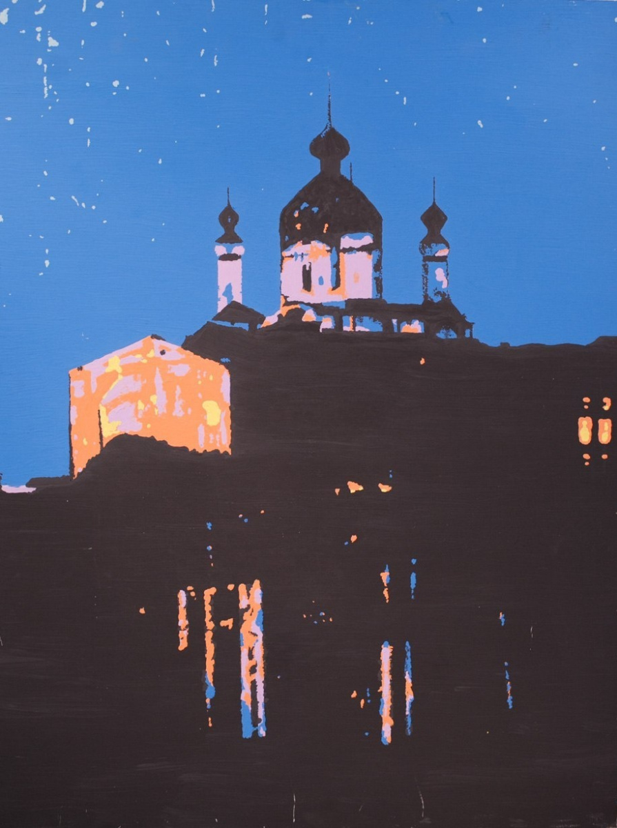 Pavel Turemsky. Chiesa di Sant'Andrea. Fibra di legno, acrilico. 70Х90 cm. 2012