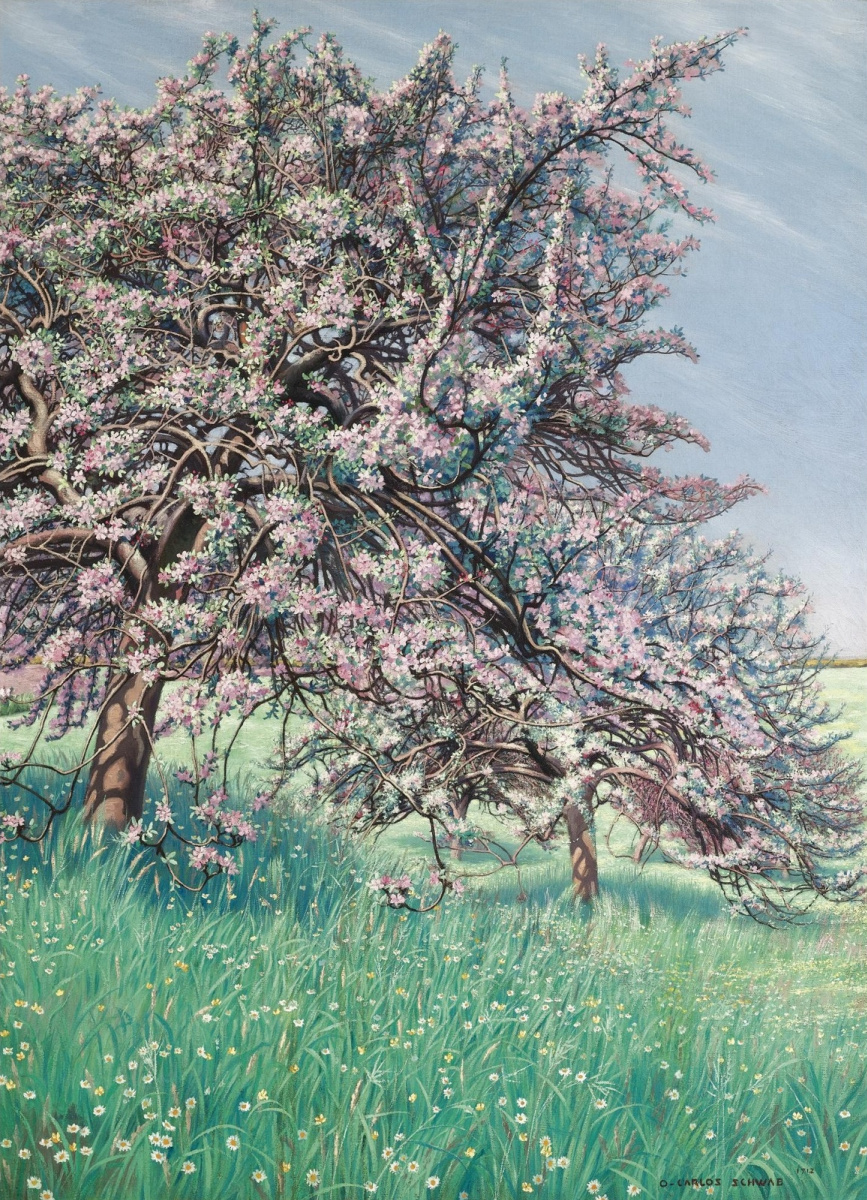 Carlos Schwabe. Blooming Apple tree.  One thousand nine hundred twelve