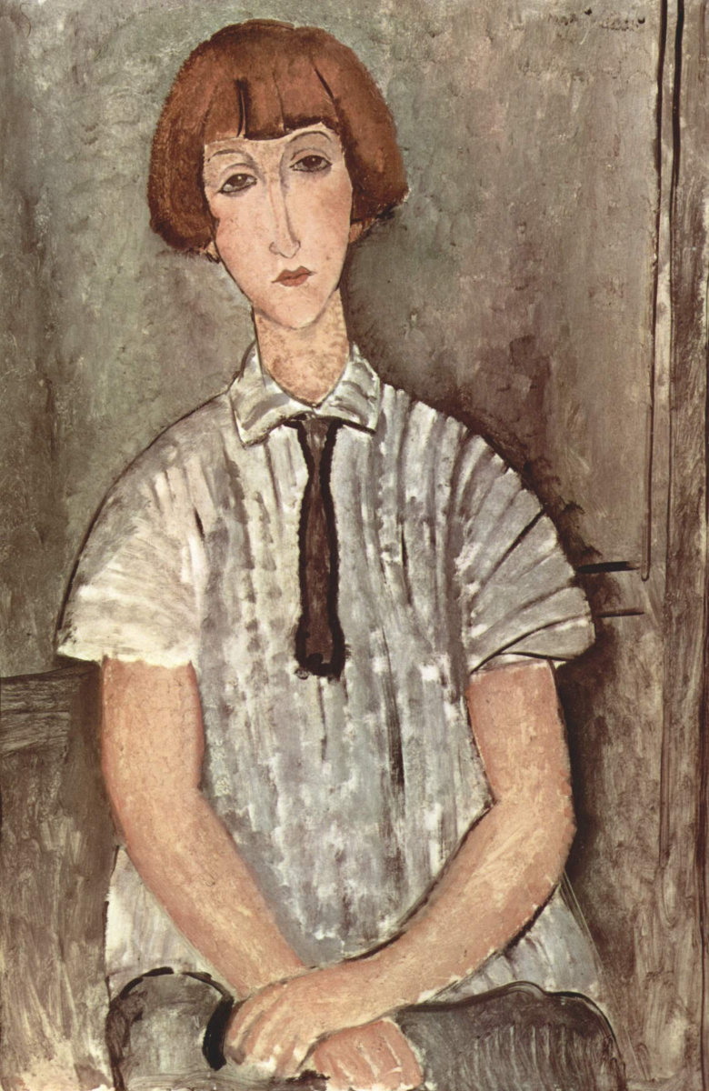 Amedeo Modigliani. The girl in the striped shirt
