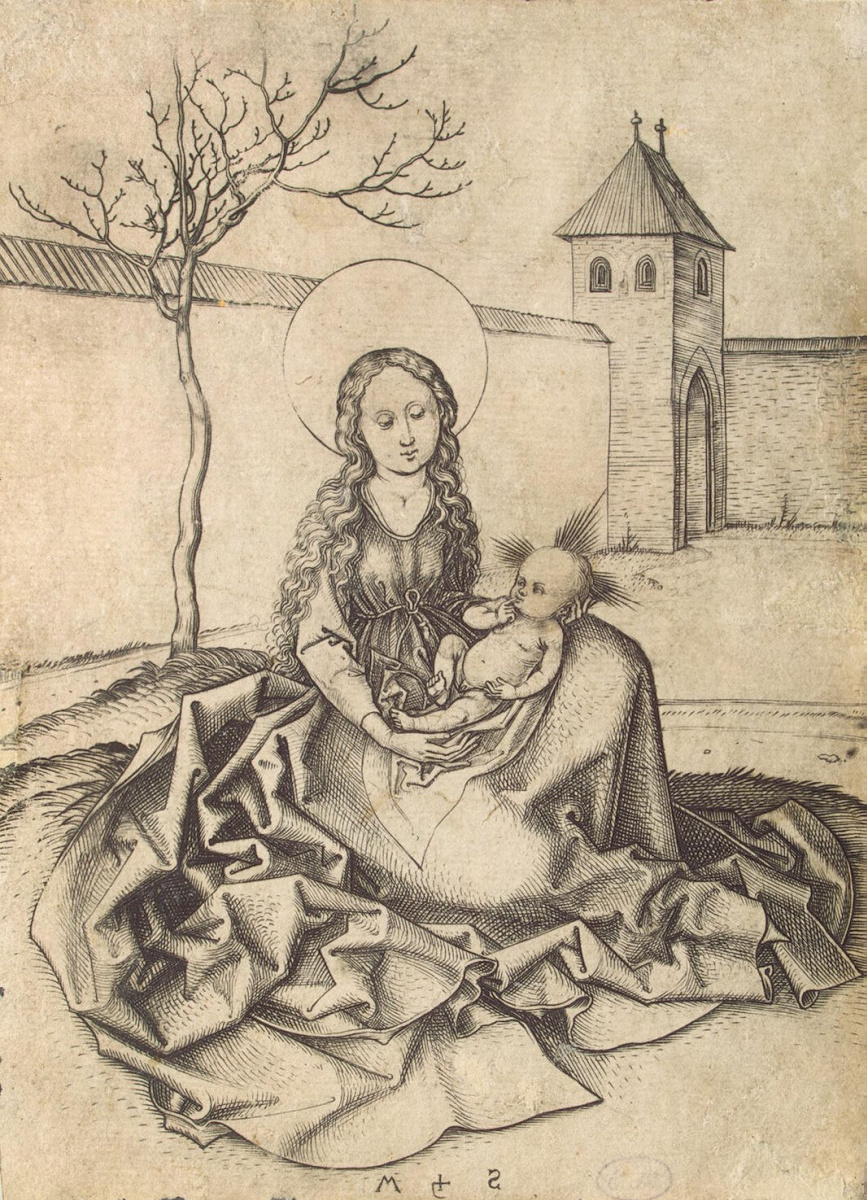 Martin Schongauer. Madonna in the yard