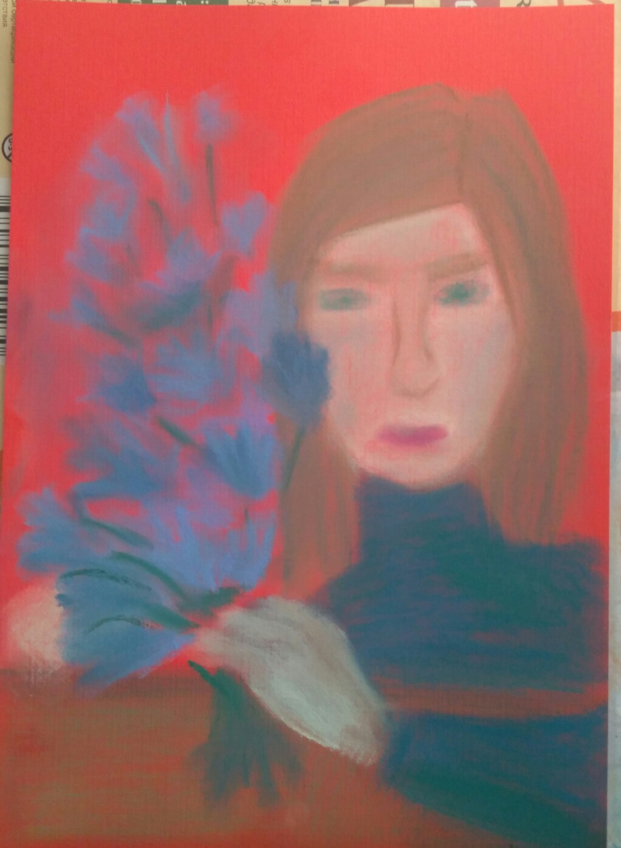 Polina Alekseevna Alexandrova. Girl with a blue bouquet