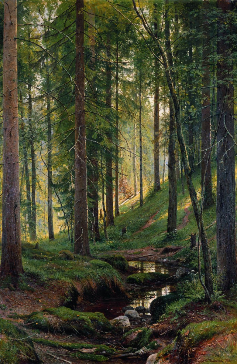 Ivan Shishkin. Stream in the forest (On the hillside)