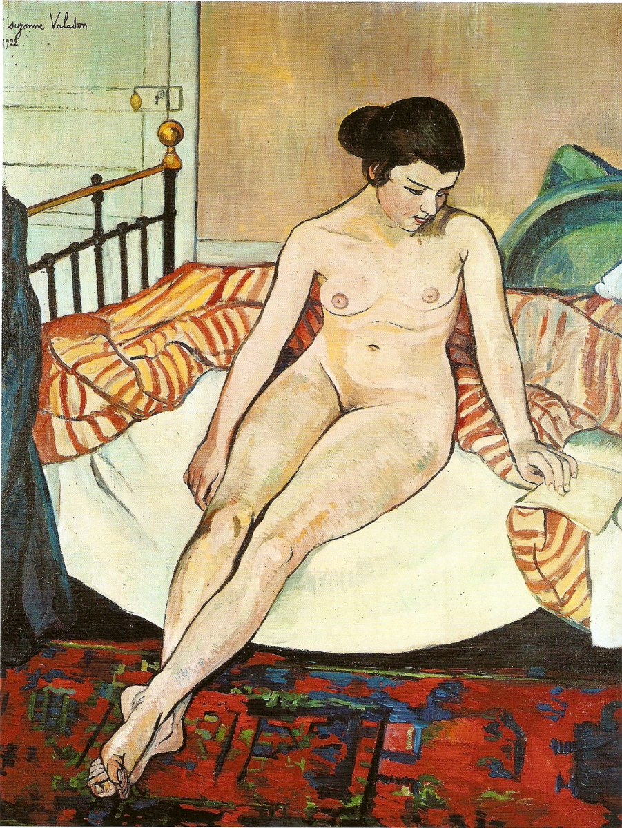 Suzanne Valadon. Nude woman with striped blanket