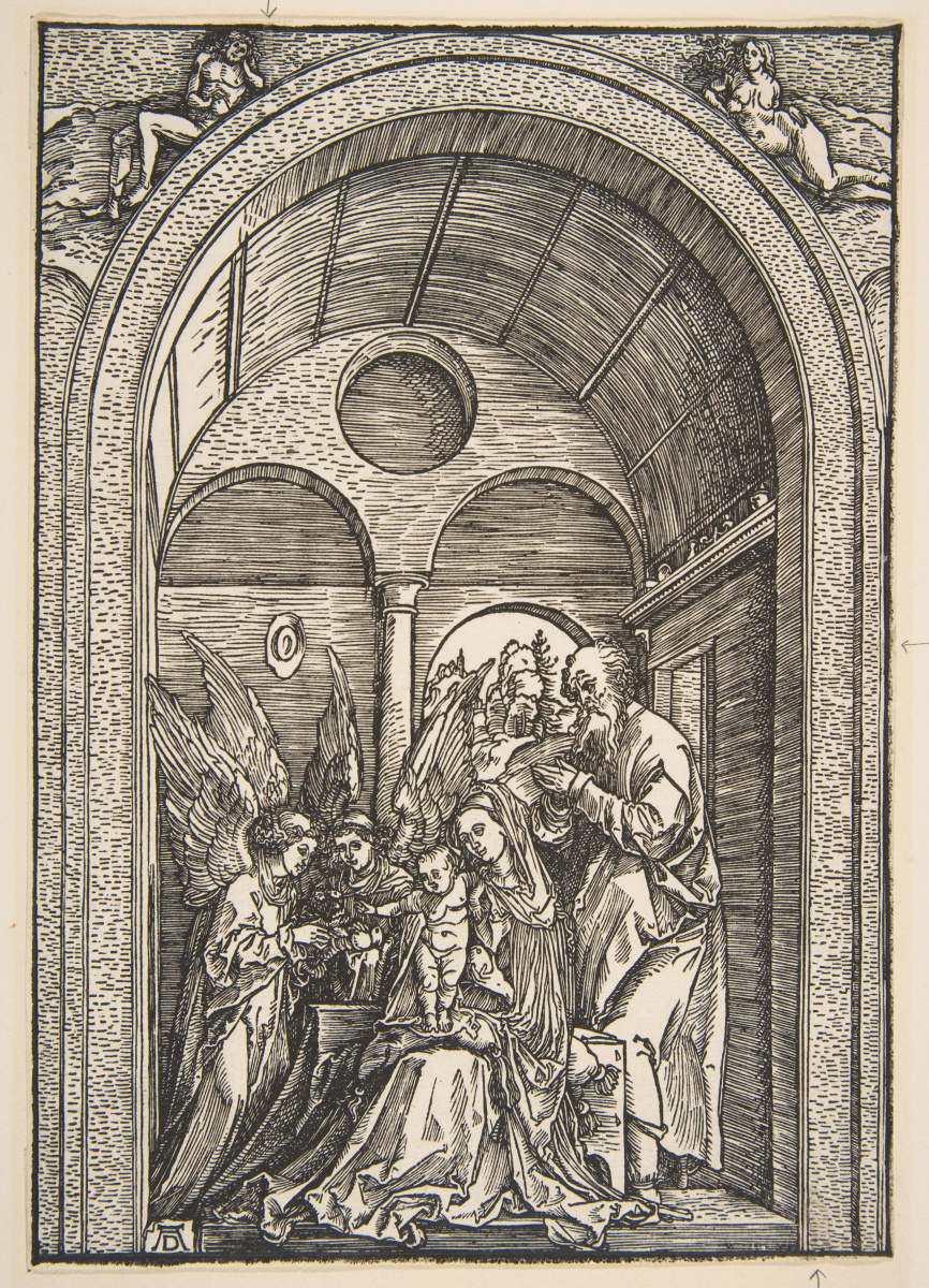 Albrecht Durer. Heilige Familie mit zwei Engeln
